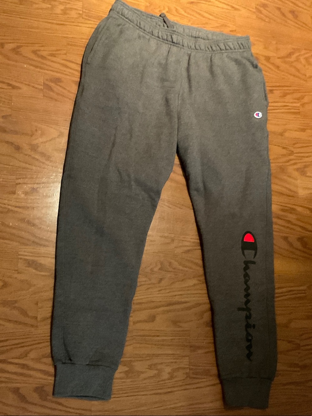 Champion Dark Gray  Mens Sweatpants with Logo Stripe